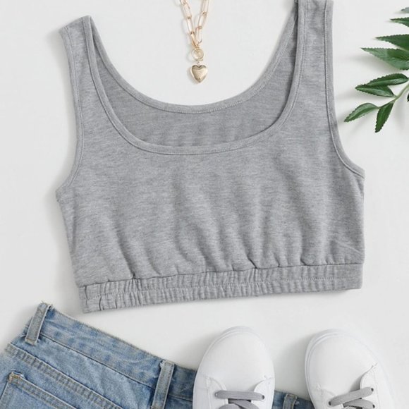 NEUTRAL GRAY CROP TOP - Picture 4 of 6